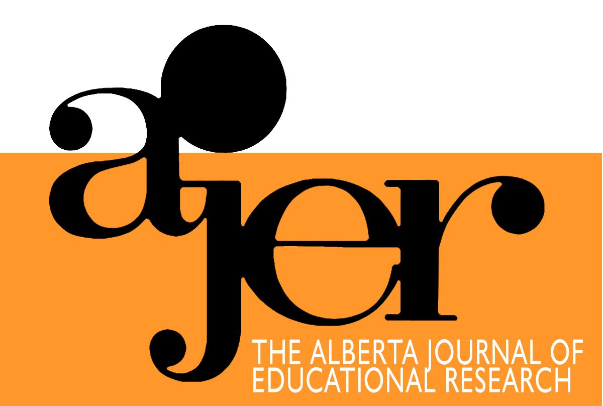 Orange background with text "ajer, Alberta Journal of Educational Research"