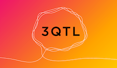 "3QTL" podcast logo with pink and orange ombre background.